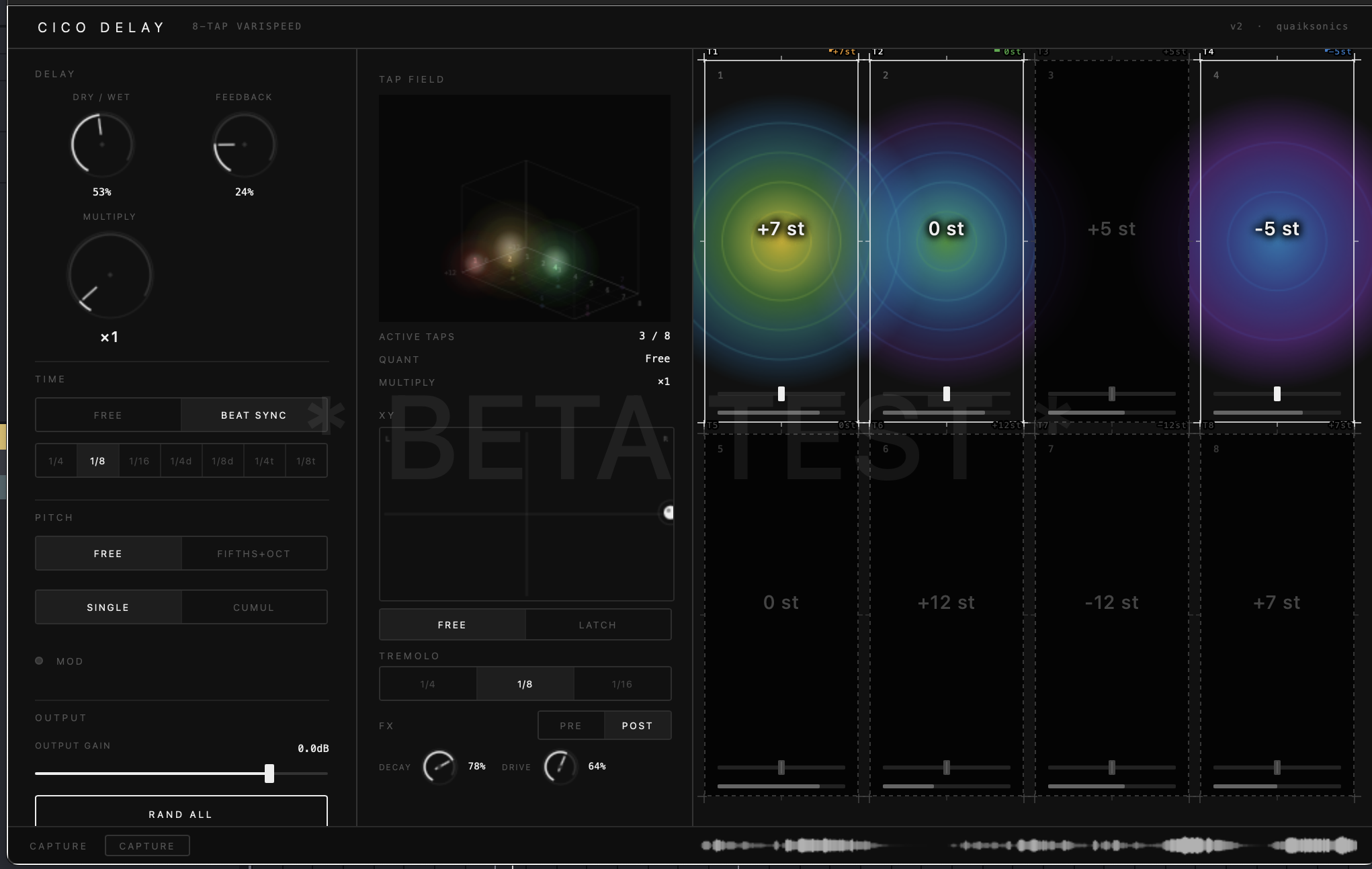 cico — 8-tap pitchshifting delay plugin UI